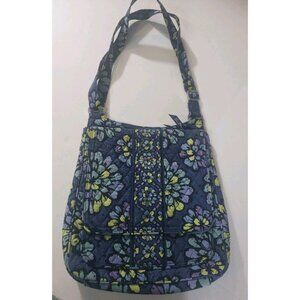 Vera Bradley Retired Blue Butterfly Floral Messenger Crossbody Bag. HL434